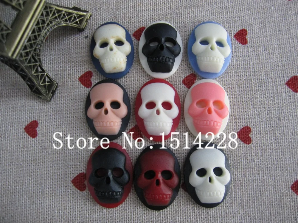 

Free shipping! (18*25mm)Mixed colors.resin fashion skull Cameo .Resin Flatback Cabochon for Earring .jewelry Accessory.DIY