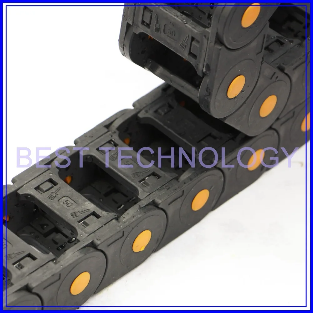 Plastic Drag Chain Cable Carrier Open Type with End Connectors R100 35 x 60mm L1000mm for Electrical CNC Router Machines