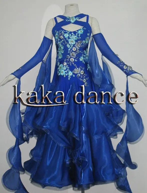 100% Новый конкурс Костюмы для бальных танцев Стандартный платье для танцев (каждый цвет, ecah размер)-kaka-b141