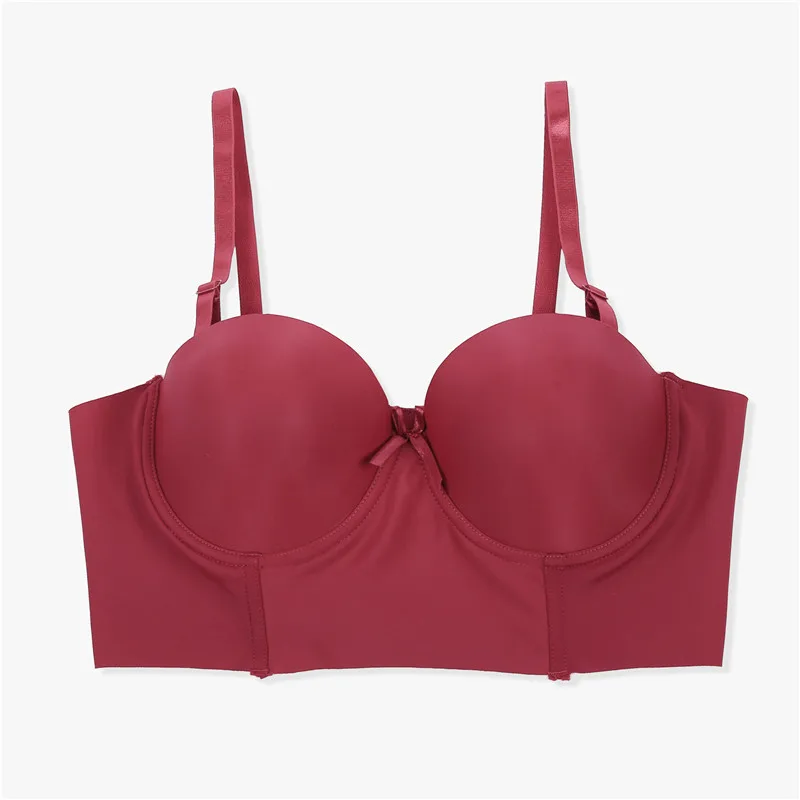 Fashion Super Push Up Bras Smooth One-Piece Seamless Adjustable Straps Breathable Underwear Women Brassiere 1/2 Cup Bras