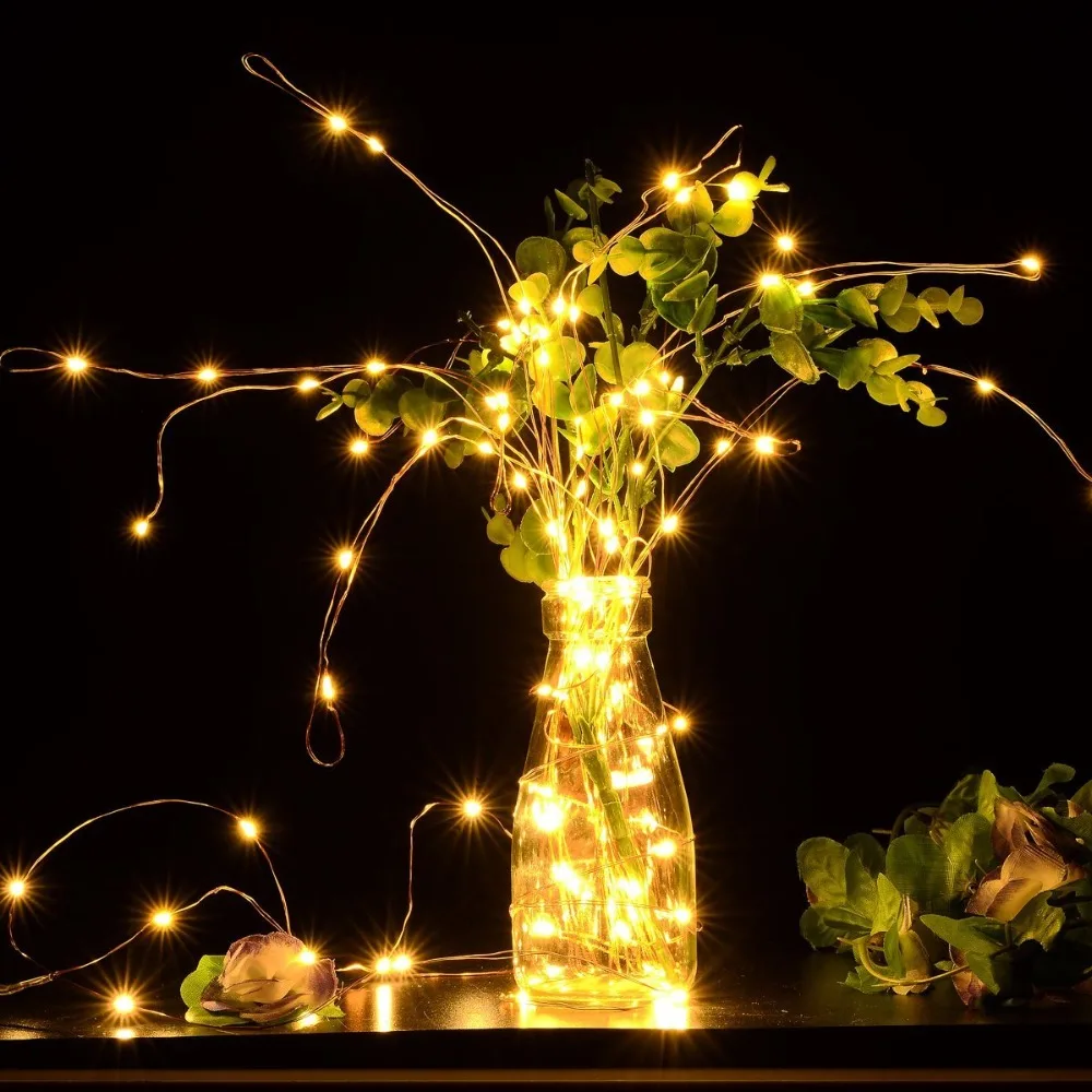

1-10m LED String Light warm white Battery powered Copper Wire Craft Bottle Fairy Valentines Wedding Decoration Lamp Pary outdoor