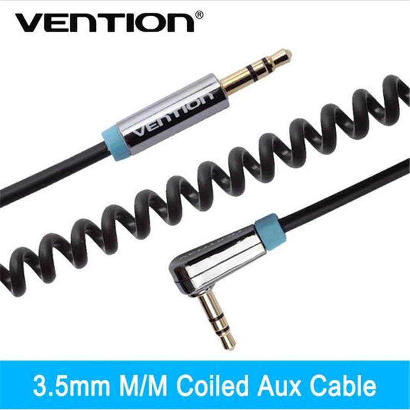 

Vention Gold plated 3.5mm Audio Cable for Car Aux Spring Cable Black Color Aux Cable Stereo Cable Jack to Jack for MP3 iphone