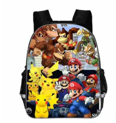 Горячий Smash Bros сумки мальчики девочки Школьный рюкзак мультфильм Супер Марио Пикачу Кирби рюкзак для подростков Подарочный пакет для детей - Цвет: photo color