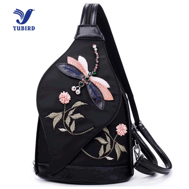 YUBIRD Fashion 3D Embroidery Women Leather Waist Bags Printing Back pack Oxford Chest Bag Small Women Bag Travel Waist Pack