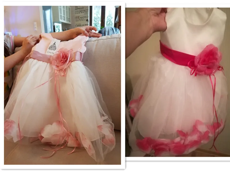 Летнее Детское платье с цветочным рисунком для свадебной вечеринки, без рукавов, с лепестками роз, на крестины, 1 год, день рождения маленькой девочки, одежда для крещения