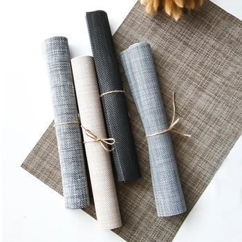 

Simple Solid Color PVC Placemat Easy Clean Dining Table Mat Disc Pads Insulation Coasters Waterproof Table Cloth Resistant Pad