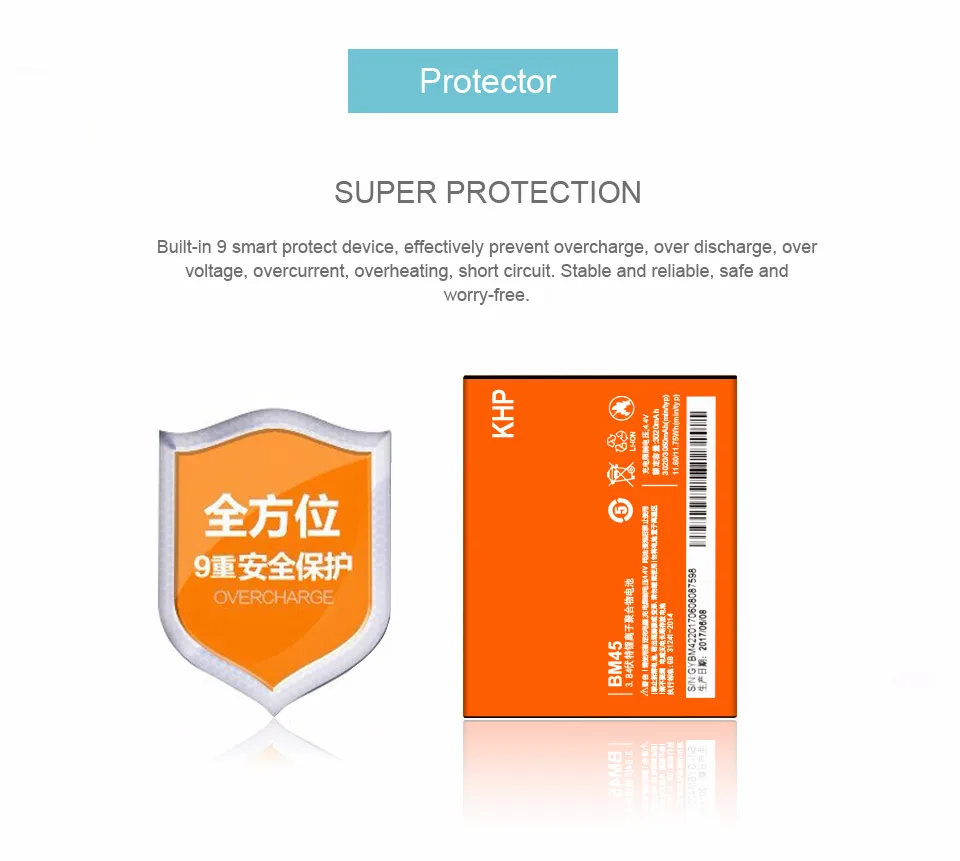 2017 NEW 100% KHP Original BM45 Phone Battery For Xiaomi RedMi Note 2 Bateria Hongmi Real 3060mAh Mobile Replacement Battery (14)
