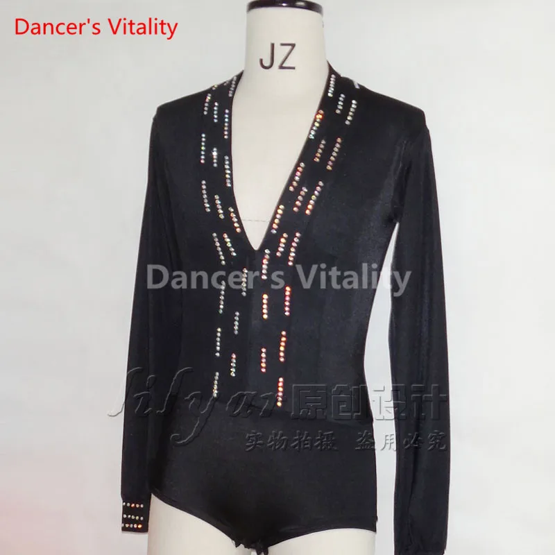 2017Male Latin v collar Dancing Tops Dancing Tops Showing Wear Adult Original Clothes Man Long sleeves Latin Dance Tops male tango outfit