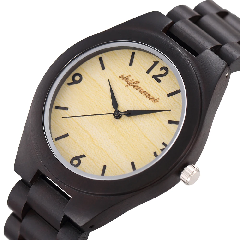 Creative Full Natural Wood Male Watches Handmade Novel Fashion Men Women Wooden Bangle Quartz Wrist Watch Reloj de madera drop shipping (8)