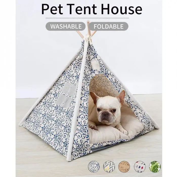 Pets Teepee Dogs Cats Rabbits Bed Oxford Cloth Linen Portable Pet Tents Houses Store