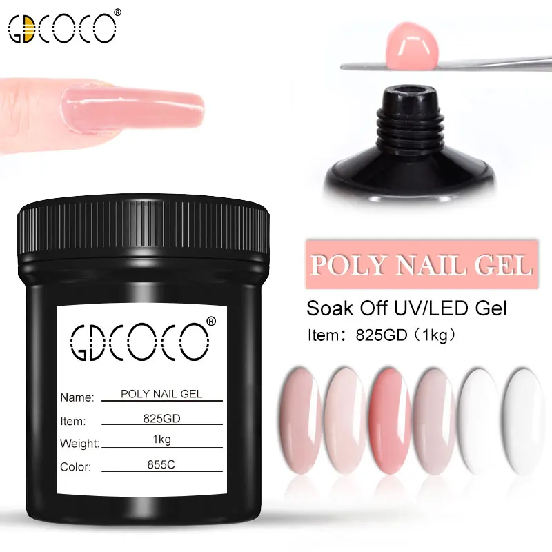 

GDCOCO nail art 1000ml transparent clear, white ,pink, natural camouflage color uv/led hard jelly builder nail extend poly gel