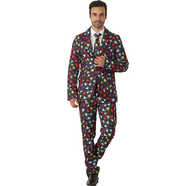 Crazy Suit Halloween Costume For Adult Men`s Heart Costume Suit Blazer