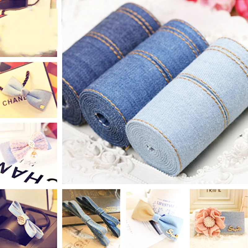 

NEW 5 Yards solid color denim Ribbon DIY accessories handmade Gift Craft bow caps hair material
