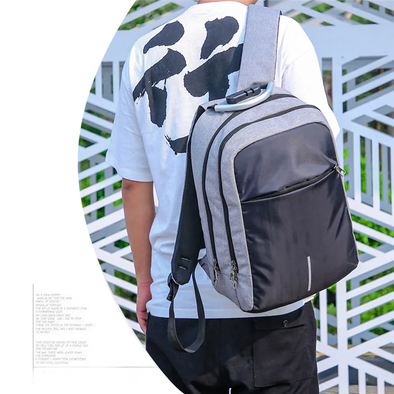 Sports Bag Outdoor USB Charge Camping Hiking Backpack Lock Shoulder Business Travel Bag Code Lock Anti-Theft Backpack #2D04 (15)