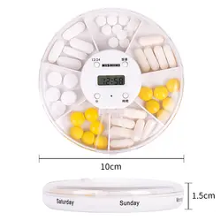 Японский портативный мини-пилюля с умным переключением напоминание дозатор лекарств хранения Бутылочки для 1 неделя со светодиодный