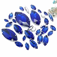 Конский глаз смешанный размер 21 разных цветов Стекло шитье супер качество плоские стеклянные кристаллы стразы, diy/одежда 30 шт 8 размеров - Цвет: Sapphire blue