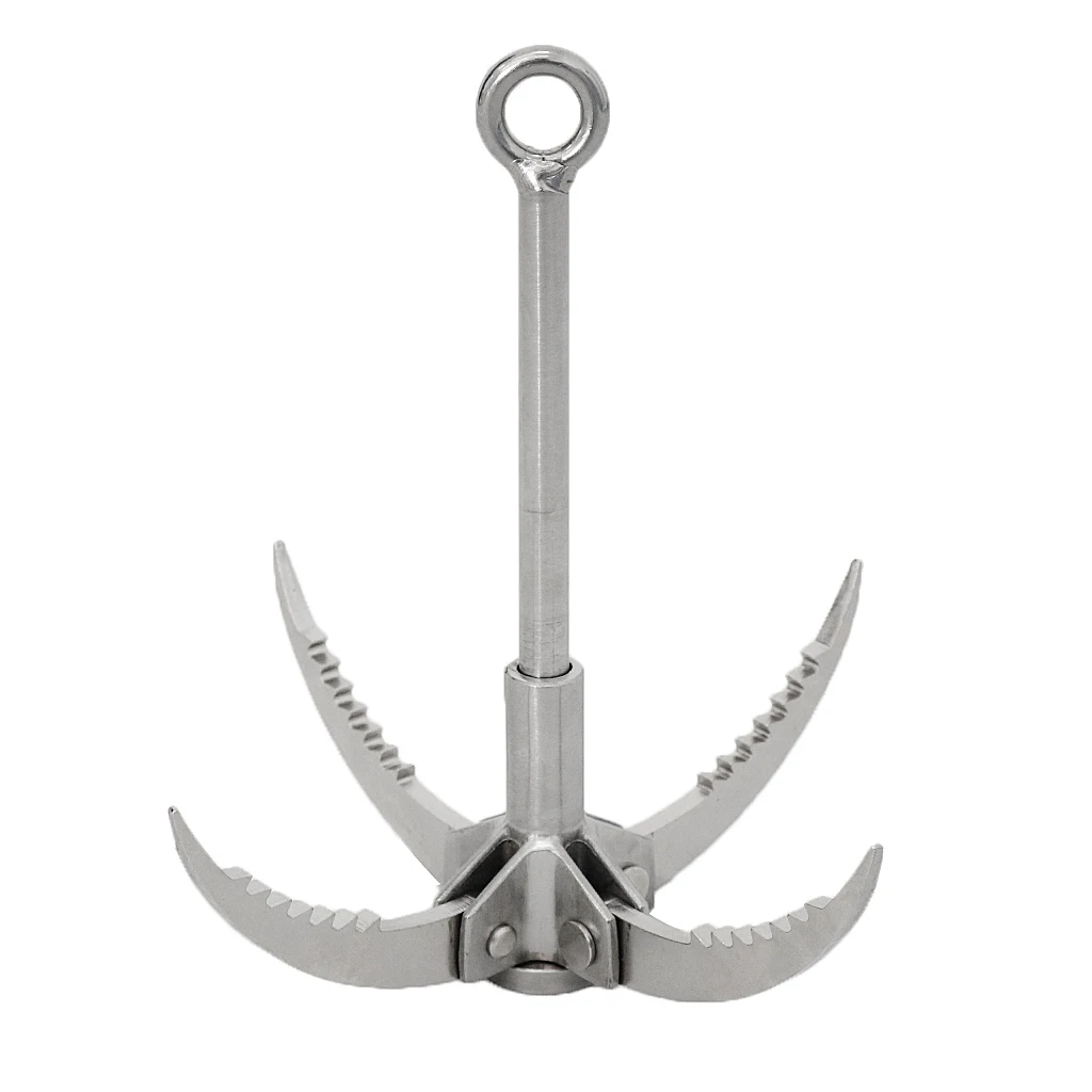 

400KG Folding Load Steel Carabiner Grappling Hook Crampons with Hand-forged Hook Shank Ring Shaped for Climbing Mountaineering