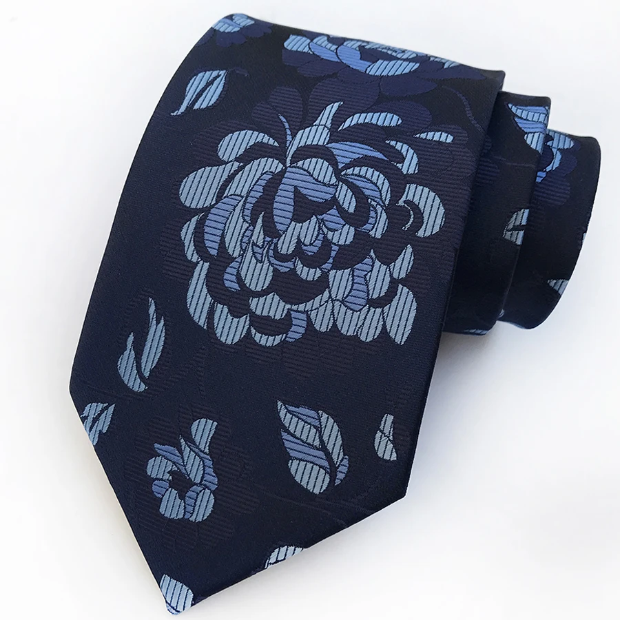 8 см Для мужчин формальные галстук вышивка цветы тканые синий галстук для свадьбы