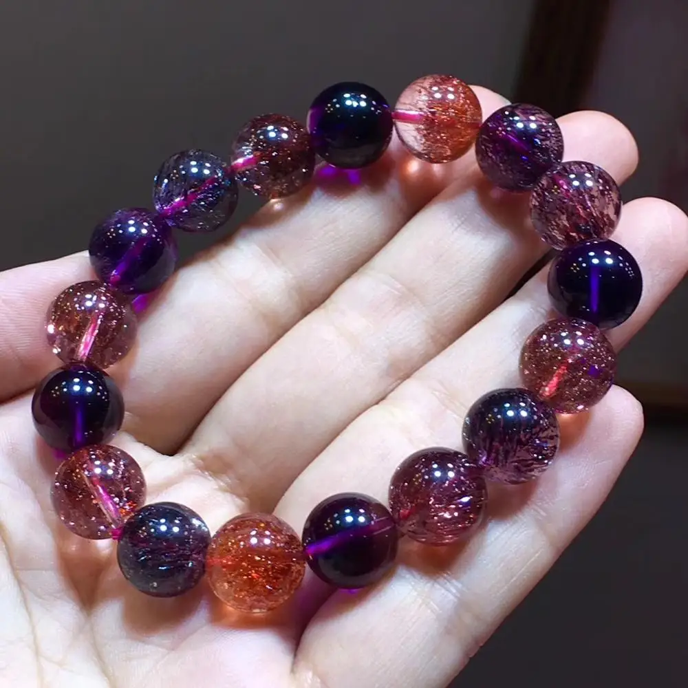 

Top Quality 12.2mm Natural Super 7 Melody Stone Jewelry Women Men Love Gift Crystal Round Beads Stretch Fashion Bracelet AAAAA