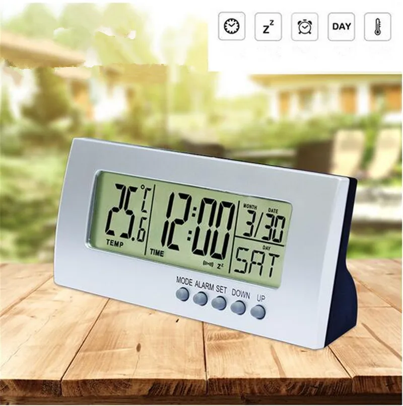 Будильники температура, led-дисплей рабочего современный дизайн цифровые настольные часы