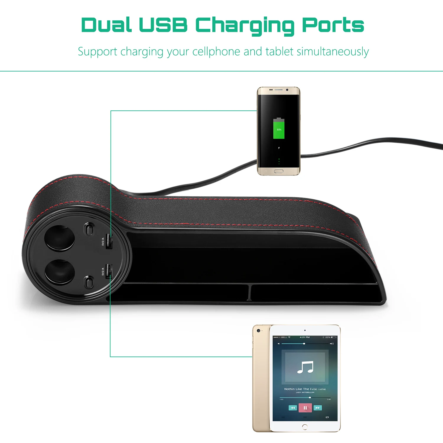 ZEEPIN C15 автомобильные аксессуары двойной USB зарядка для хранения с 2