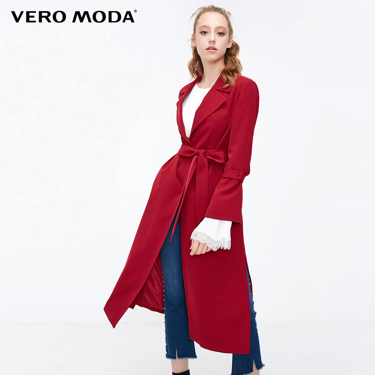 Vero Moda женский тонкий приталенный с разрезом подол потайные пуговицы минималистский Тренч | 318321535 - Цвет: Rhubard
