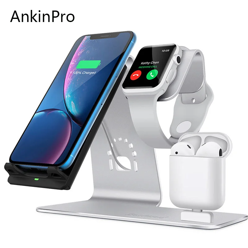 

AnkinPro QI Wireless Charger Fast Charging for Samsung Apple Watch Airpads iPhone 8 X Mobile Phone Stand Quick Charge 2.0 3.0