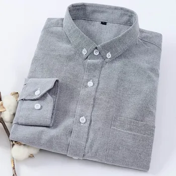 

Men's Casual Slim Solid Color Long Sleeve Shirt High quality oxford long sleeve shirt Comfortable Shaped cotton Casual dress