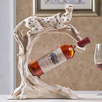 

European style wine rack decoration originality, personalized home decoration leopard wine rack