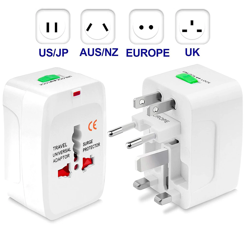 

Universal Travel Plug Power Adapter Built-in Surge Protector All in One Power Outlet Wall Charger Adaptor EU UK US AU