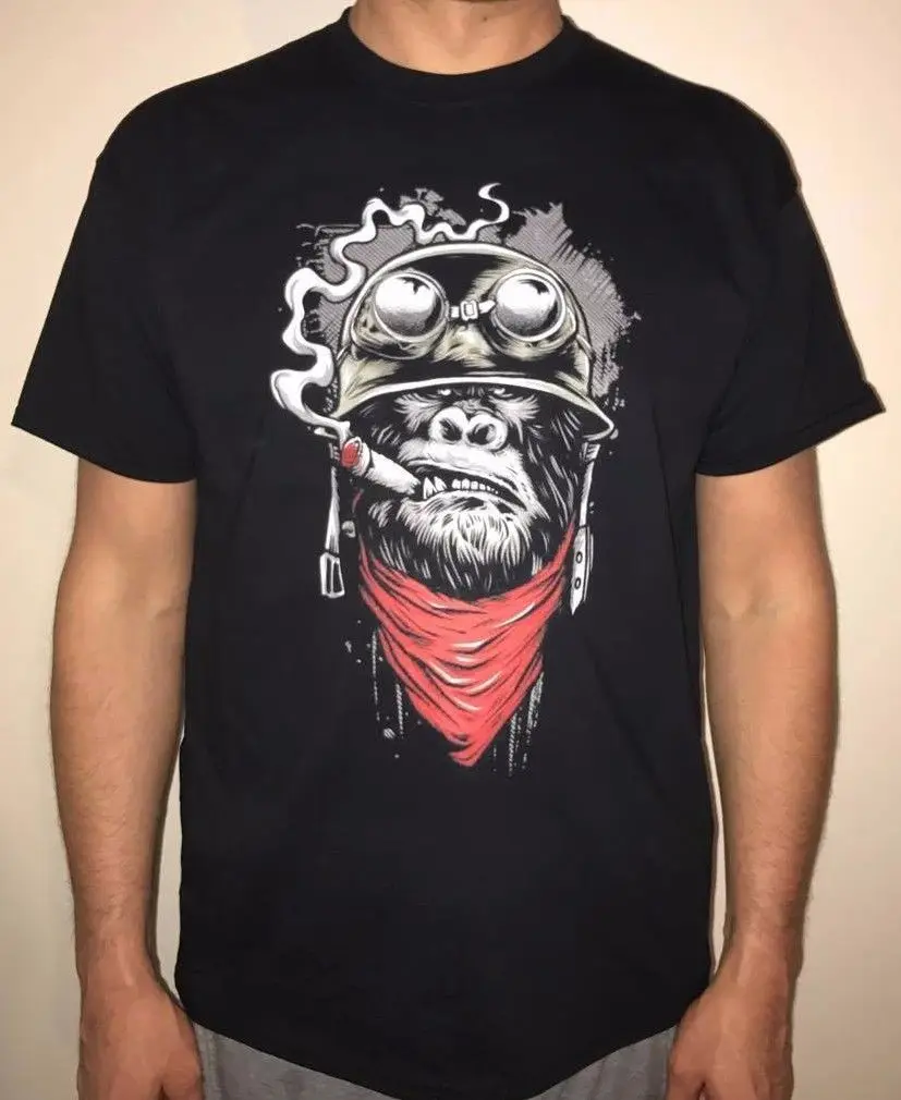 Gangster Monkey T-shirt Men Unisex High Quality Summer Short Sleeve Shirts Tops S~3Xl Big Size Cotton Tees Free Shipping | Мужская