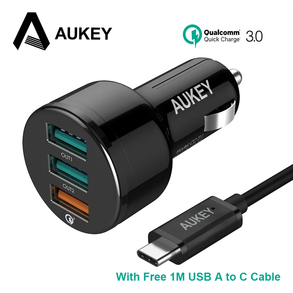 bilder für AUKEY 3-Port USB Car Charger Quick Charge 3,0 Auto-Ladegerät für Mobile telefon QC 3,0 2,0 Schnellladung für iPhone Xiaomi Galaxy S8 bilder für AUKEY 3-Port USB Car Charger Quick Charge 3,0 Auto-Ladegerät für Mobile telefon QC 3,0 2,0 Schnellladung für iPhone Xiaomi Galaxy S8