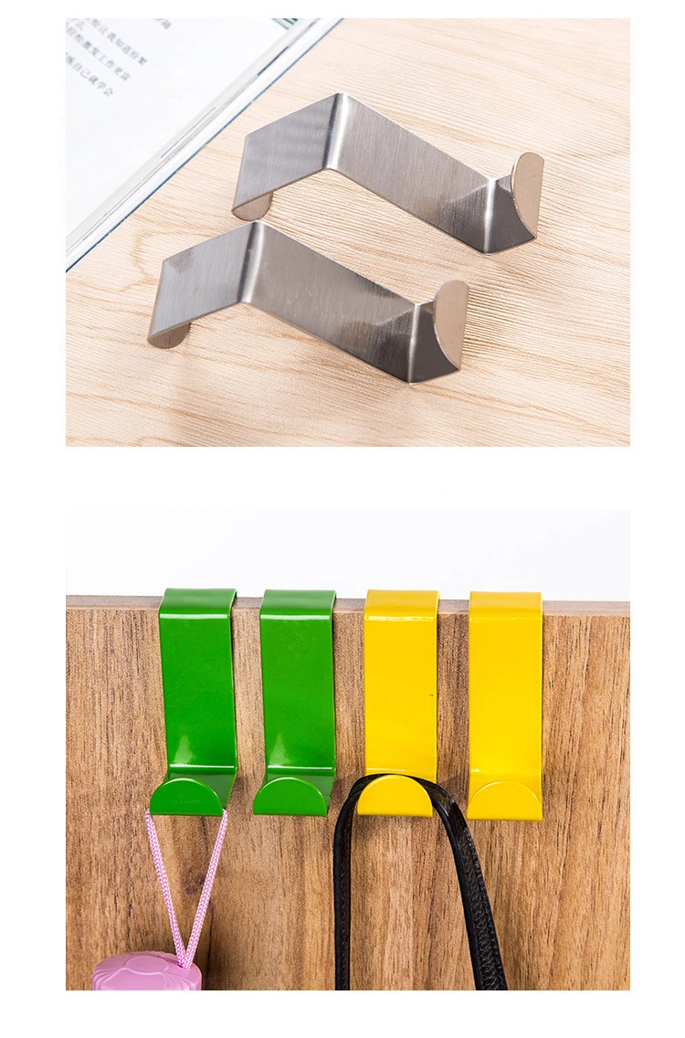 2pcs Stainless Steel Door Hook Home Storage Kitchen Cabinet Clothes Hanger Bathroom Accessories Towel door Hooks (8)