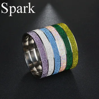 

Famous Brand Lovely Colorful Bangle Stainless Steel 12 Colors 5 Rows Crystal Clay Bangle & Bracelet for Women Gift Bijoux