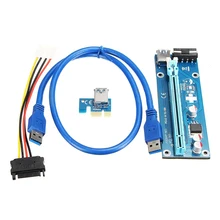 5x USB 3.0 PCI-E Express 1x zu 16x Extender Riser-karten-adapter SATA Stromkabel