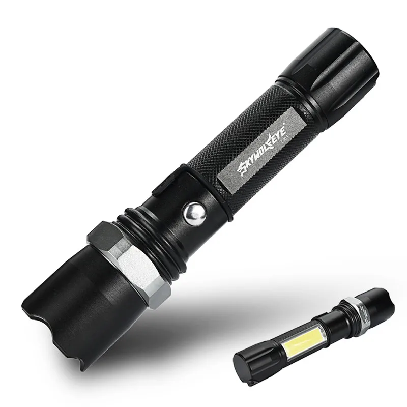 

SKYWOLFEYE T121 Zoomable 500LM T6 LED Light USB Recharge with 3 Modes Flash Waterproof Torch Lamp