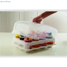 Cupcake Träger-2 Schicht Kuchen Kurier Caddy Gebäck Behandelt Tragbare Größenlagerplastikbehälter Transport 24 Slot Fall-Große