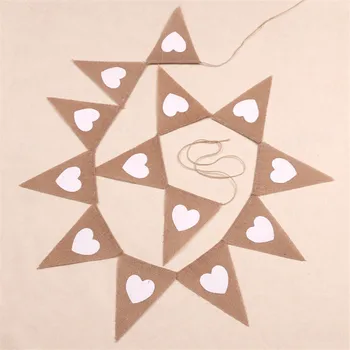 

20*22cm Jute Rope Eco Resuable Natural Happy Birthday Photo Props Vintage Burlap Bunting Banner Rustic Party Decoration Flag