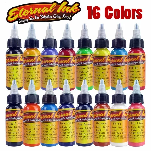 

New Arrival 30ML / Bottle 16 Colors Long Lasting Tattoo Ink Fast Pigment Kit Tattoo Inks Set Art Tools High Quality