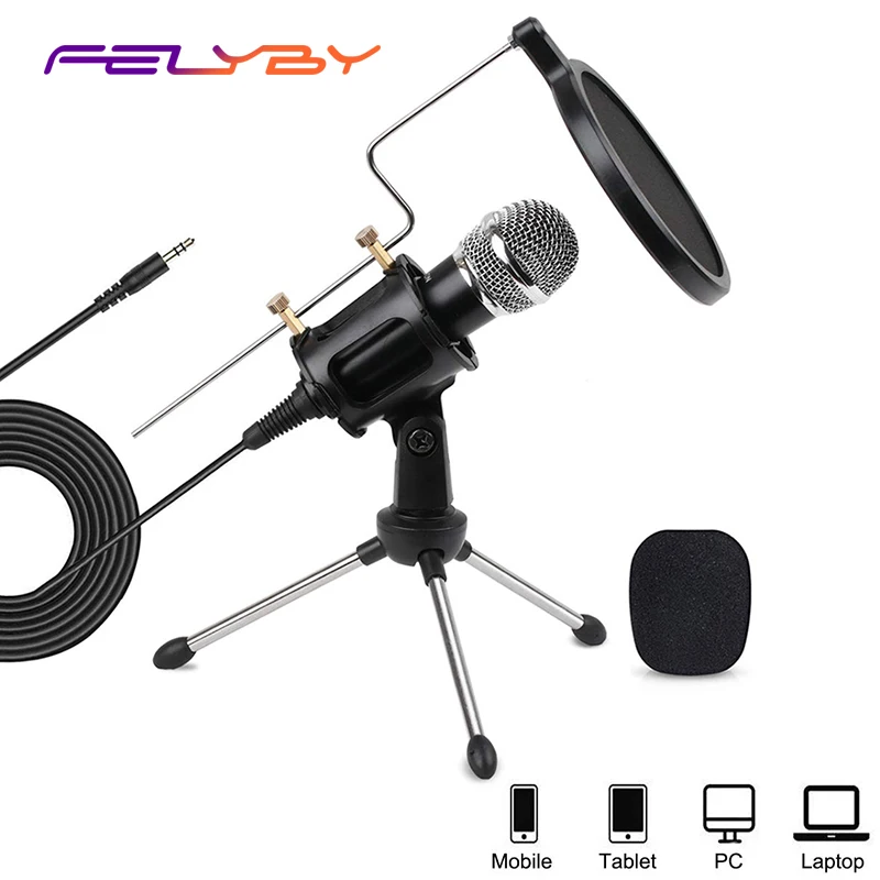 FELYBY X-01 мини-конденсатор ПК Мобильный микрофон для чата/Skype/YouTube/игр 3,5 мм микрофон для записи, Microfone