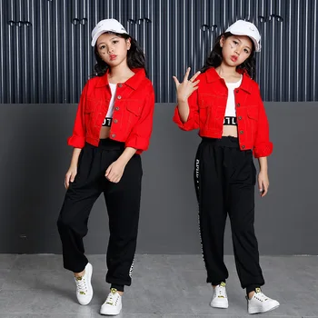 

Kids Girls Clothing Set 2019 Cotton Red Crop Jacket Top Pant 3PCS Children Outfits Teen Girl Clothes 9 10 11 12 13 15 16 Years