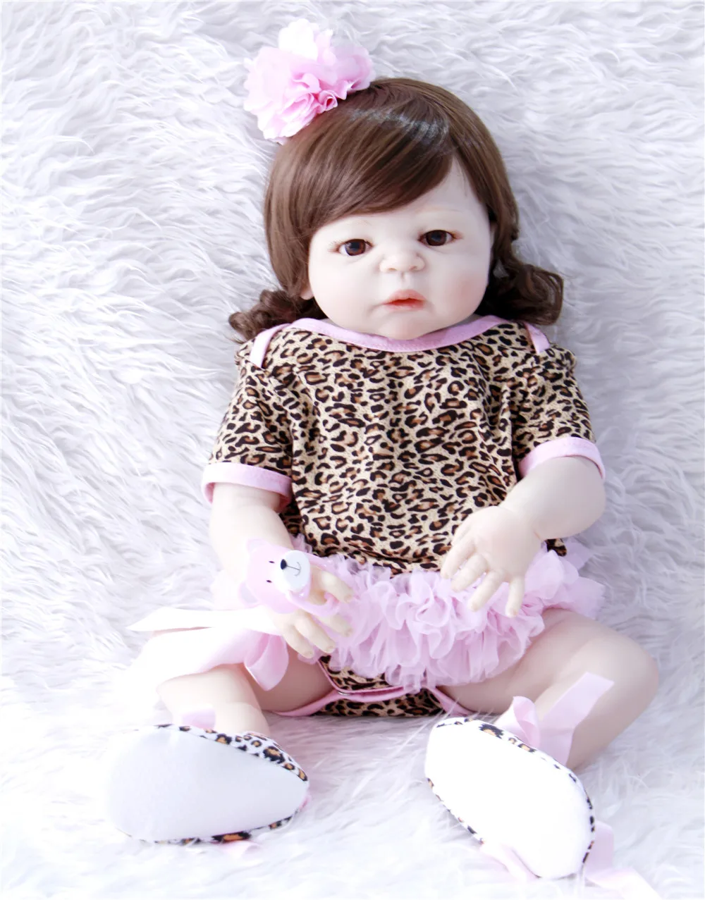 

NPK dolls bebes reborn menina 23"57cm full silicone reborn baby girl dolls with curly hair wig newborn dolls gift for child