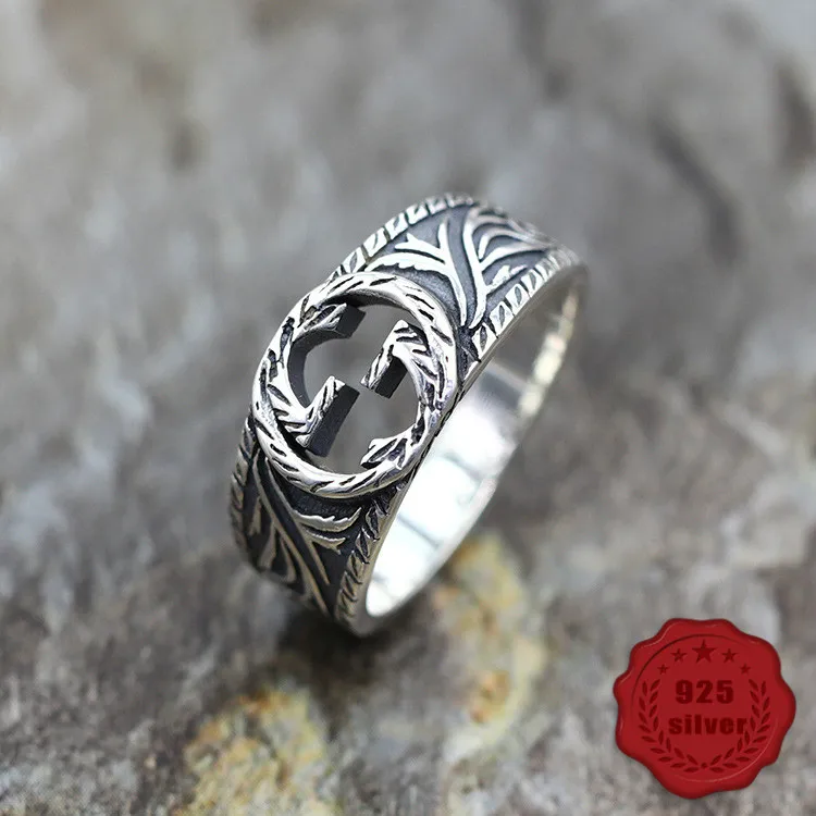 

925 sterling silver open ring personality student fashion temperament simple wild fresh couple letter style 2019 new
