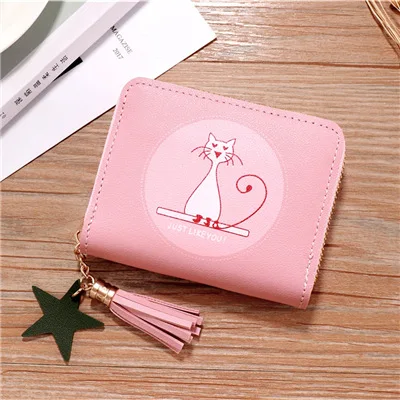 Кошелек с котами для маленьких девочек милый мини Мода кошелек - Цвет: Pink