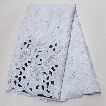 

Latest White Stones Embroidery African Double Organza Lace Fabric High Quality Tulle French Swiss Organza Nigerian Lace Fabrics
