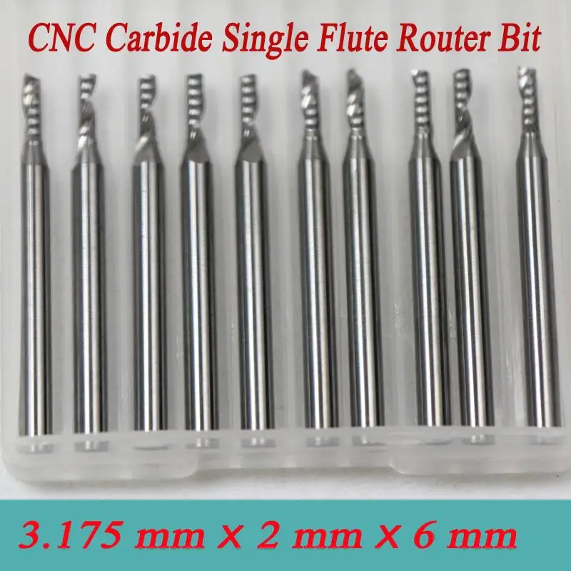 

10pcs 3.175*2.0*6mm Single Flute CNC Milling Tools Engraving Cutters Wood Carving Bits Drill Blade for Cutting MDF Acrylic