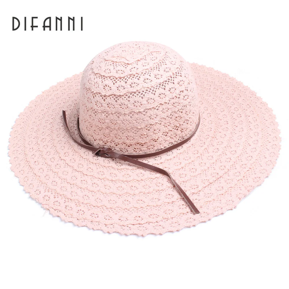 

[DIFANNI] Summer Hats for Women Fashion Design Women Beach Sun Hat Foldable Brimmed Straw Hat