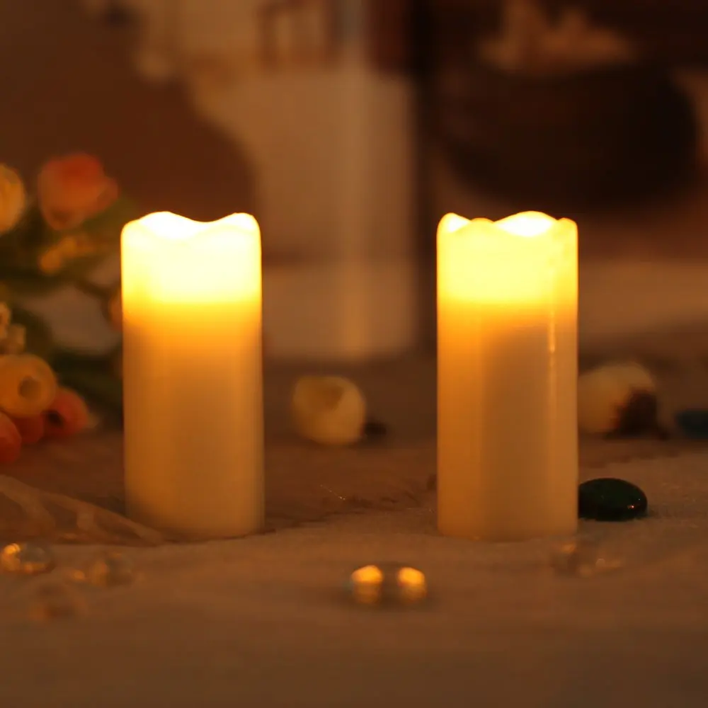 2pcs/lot Small Wax Votive Led Candle Flameless with Timer Battery