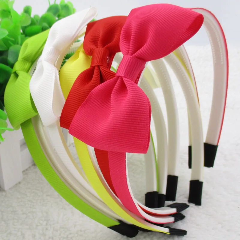 24pcs/lot 3" Plastic Teeth HairBands Boutique hair Bows Ribbon Covered