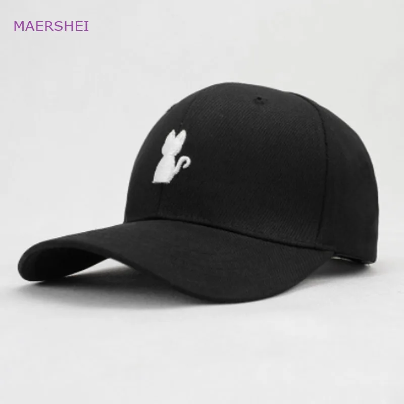 

MAERSHEI embroidery cat baseball cap sanpback Korea hat fashion wild bend along the cap
